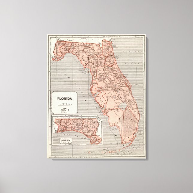 Toile Carte de l'Atlas de Floride (Recto)