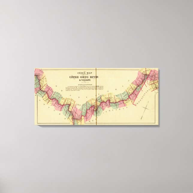 Toile Carte de l'Atlas du fleuve Ohio supérieur (Recto)
