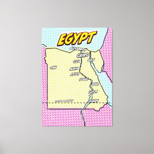 Toile Carte de l'Egypte illustrée par Pop Art