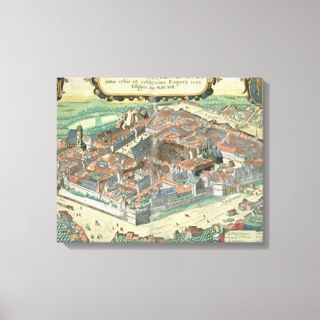 Toile Carte de Leipzig, de Civitates Orbis Terrarum par (Recto)