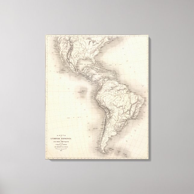 Toile Carte de l'Empire espagnol dans les Amériques (Recto)