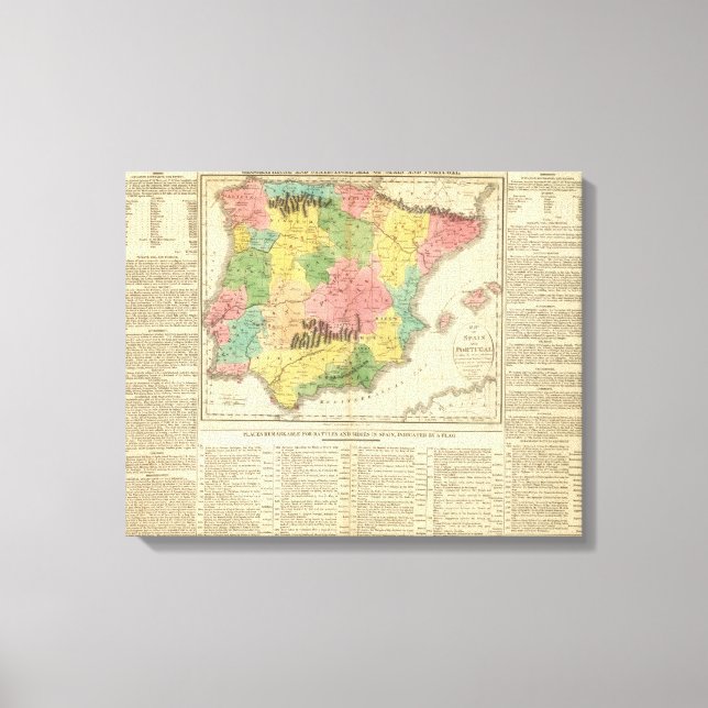 Toile Carte de l'Espagne et du Portugal (Recto)