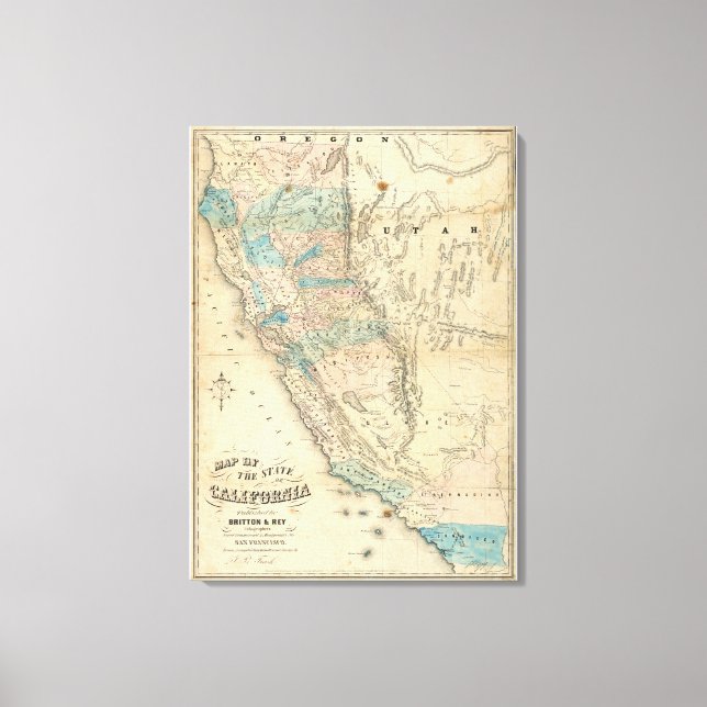 Toile Carte de l'État de Californie (Recto)