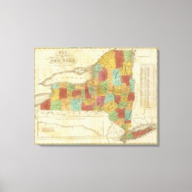 Toile Carte De L'État De New York (Recto)