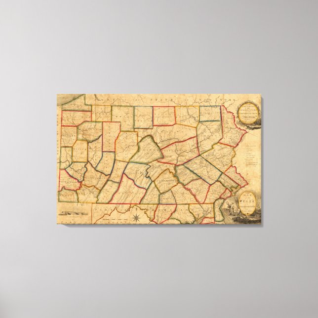 Toile Carte De L'État De Pennsylvanie (Recto)