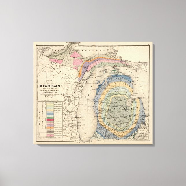 Toile Carte de l'État du Michigan (Recto)