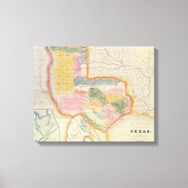 Toile Carte de l'état du Texas | 1835 (Recto)