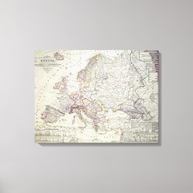 Toile Carte de l'Europe, 1841 (Recto)