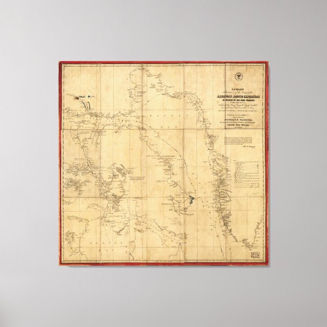 Toile Carte de l'expédition dans l'Arctique américain (1 (Recto)