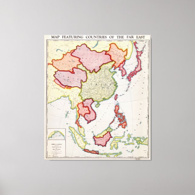 Toile Carte de l'Extrême-Orient asiatique (1932) (Recto)