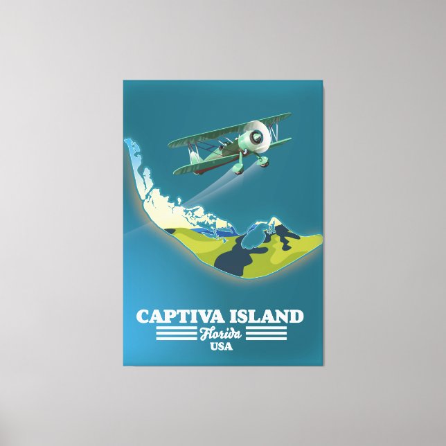 Toile Carte de l'île Captiva Floride États-Unis (Recto)