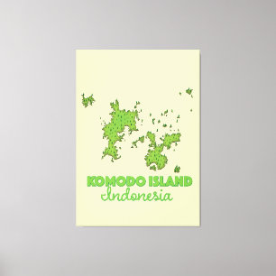 Toile Carte de l'île de Komodo Indonésie