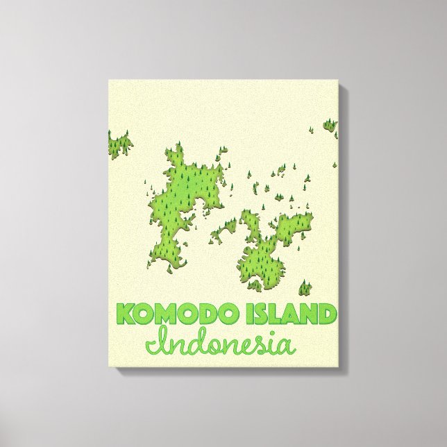 Toile Carte de l'île de Komodo Indonésie (Recto)