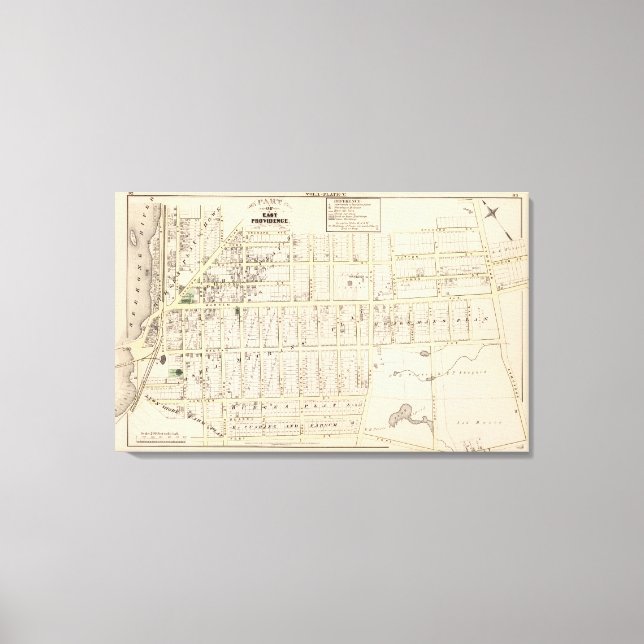 Toile Carte de l'île de Rhode East Providence (Recto)