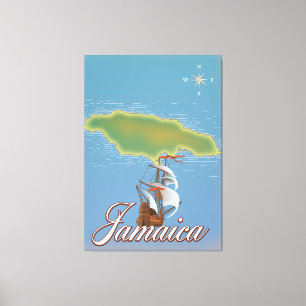 Toile Carte de l'île de voyage de Jamaïque