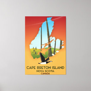 Toile Carte de l'île du Cap-Breton Nouvelle-Écosse Canad