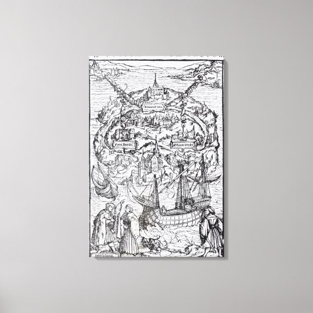Toile Carte de l'île d'Utopia, Livre frontispece (Recto)