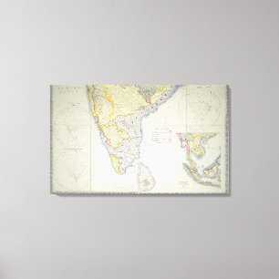 Toile Carte de l'Inde du sud britannique, 1872