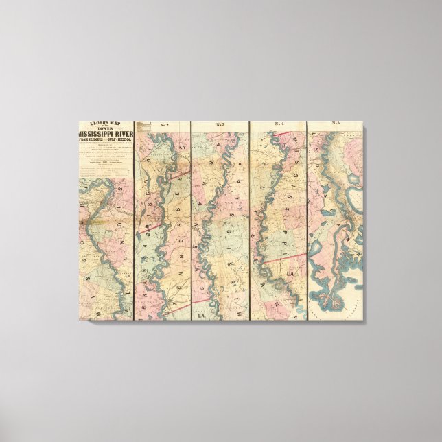 Toile Carte de Lloyd du Bas Mississippi (Recto)