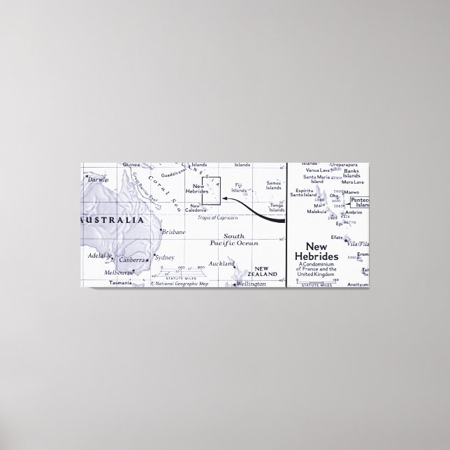 Toile Carte de l'océan Pacifique Sud (Recto)