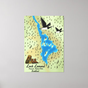 Toile carte de Loch Lomond, Trossachs, Écosse