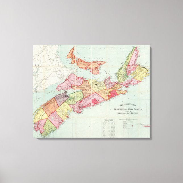 Toile Carte de Mackinlay de la province de la Nouvelle-É (Recto)