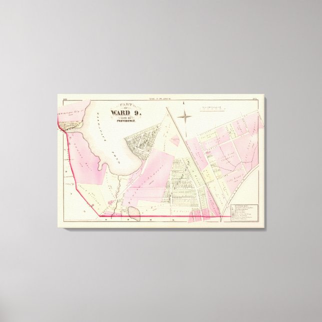 Toile Carte de Mashapaug Pond et Cranston Atlas (Recto)
