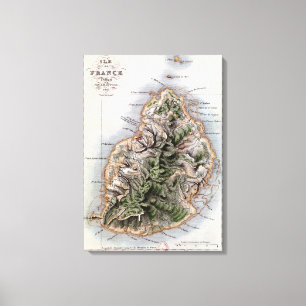 Toile Carte de Maurice, illustration 'Paul et Virginie'