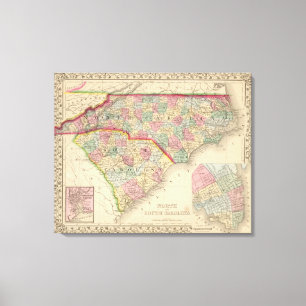 Toile Carte de N et de S Caroline par Mitchell