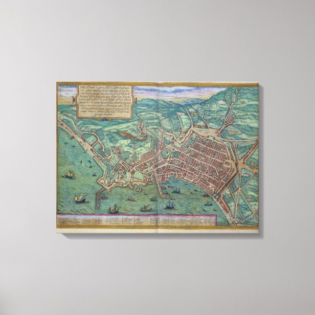Toile Carte de Naples, de Civitates Orbis Terrarum par (Recto)