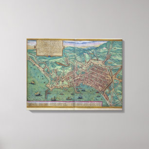 Toile Carte de Naples, de "Civitates Orbis Terrarum" par