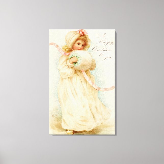 Toile Carte de Noël représentant une fille avec un muffe (Recto)