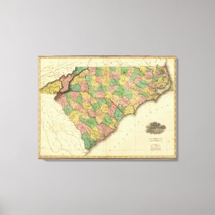 Toile Carte de nord et de Caroline du Sud