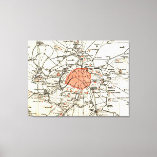 Toile Carte de Paris vintage et d'abords (1890)