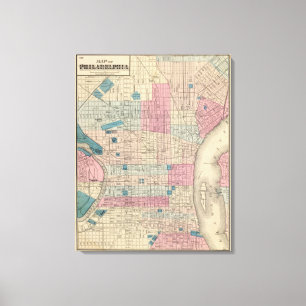 Toile Carte de Philadelphie, Pennsylvanie