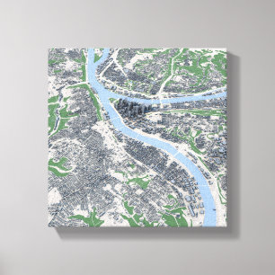 Toile Carte de Pittsburgh City Pennsylvanie
