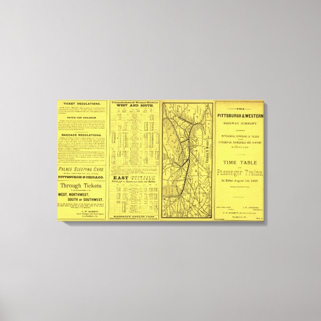Toile Carte de Pittsburgh et du chemin de fer de l'Ouest (Recto)