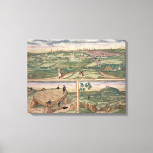 Toile Carte de Poitiers, de "Civitates Orbis Terrarum" b