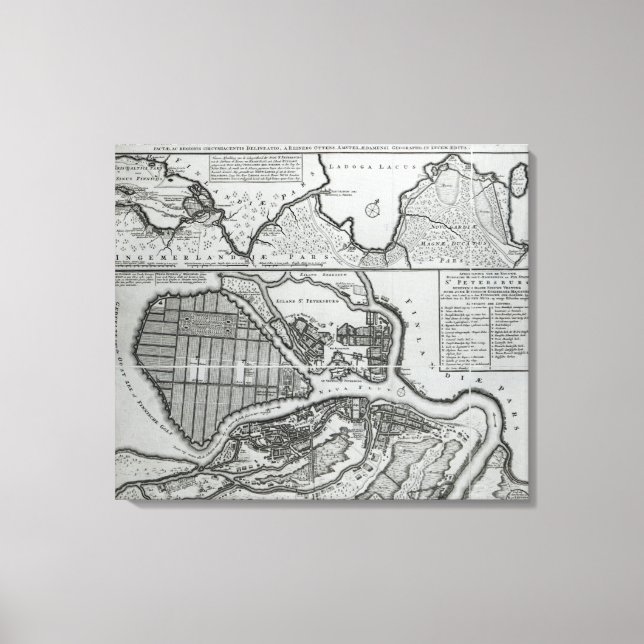 Toile Carte de Saint-Pétersbourg, vers 1750 (Recto)