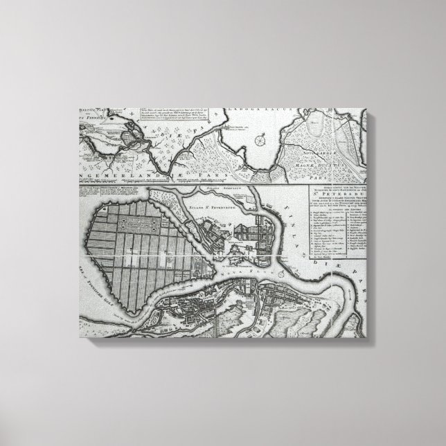 Toile Carte de Saint-Pétersbourg, vers 1750 (Recto)