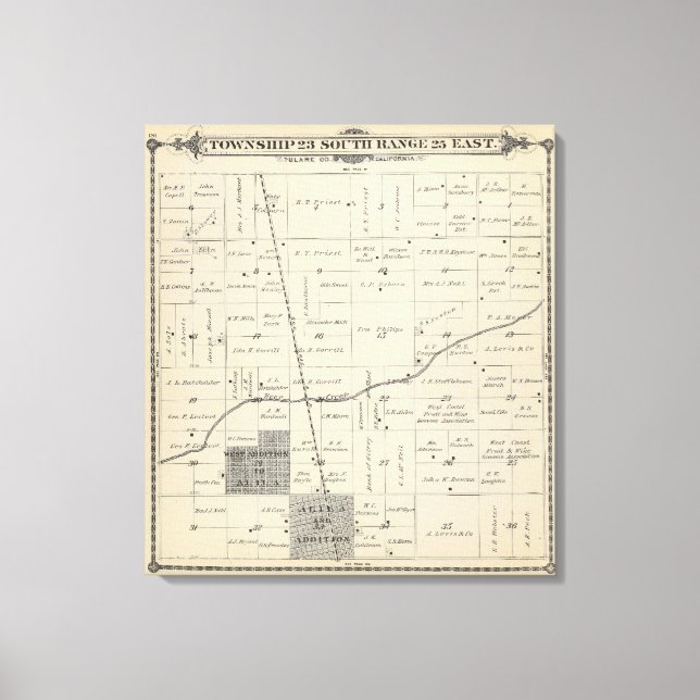 Toile Carte de section du comté de T23S R25E Tulare (Recto)