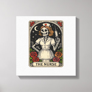 Toile Carte de tarot de squelette d'infirmière drôle Hal