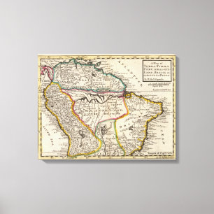 Toile Carte de Terra Firma, Pérou, Amazone Land, Brésil
