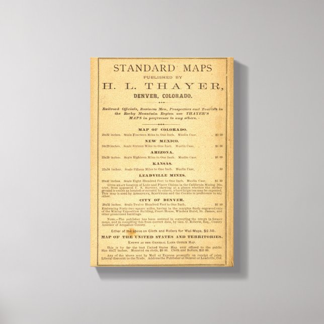 Toile Carte de Thayer du Colorado 2 (Recto)