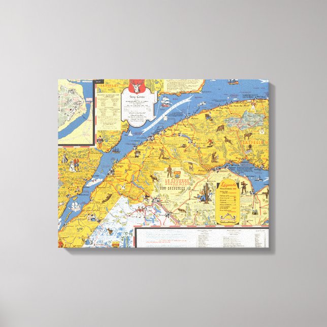 Toile Carte de Vacanes, Québec, Gaspésie (Canada) (Recto)