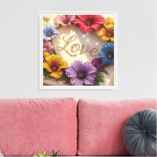 Toile Carte de vœux 3D luxueuse avec motif floral