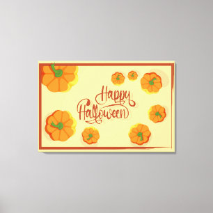 Toile Carte de voeux encadrée Happy Halloween typographi