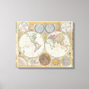 Toile Carte de voyage antique vintage Géographie du mond