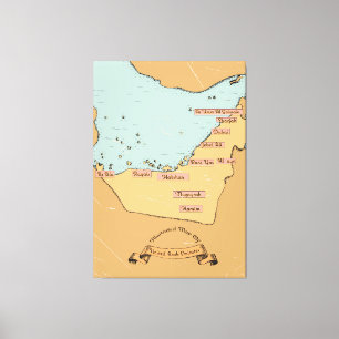 Toile Carte de voyage Bahrain Vintage