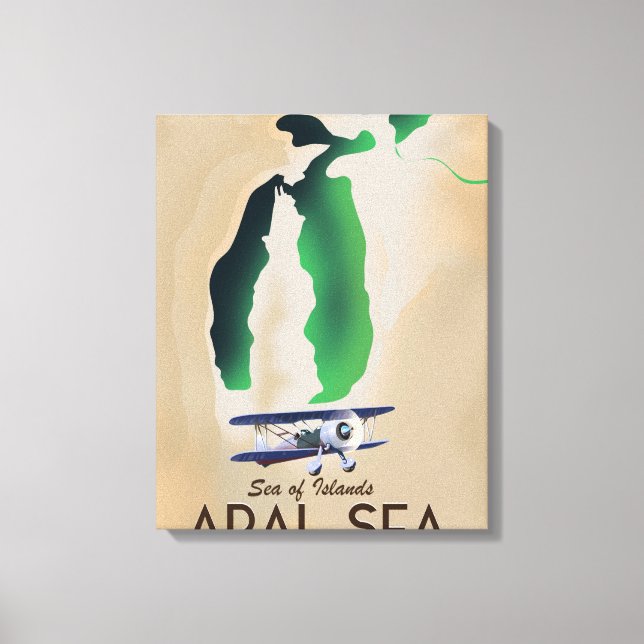 Toile Carte de voyage de la mer d'Aral affiche (Recto)